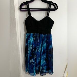 Intringe Black and Blue Strapless Dress